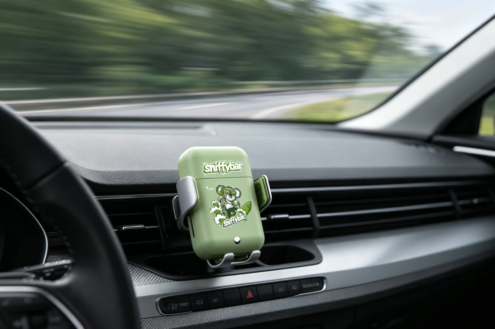 A close-up of Sniffybar ready to help a driver stay alert while driving