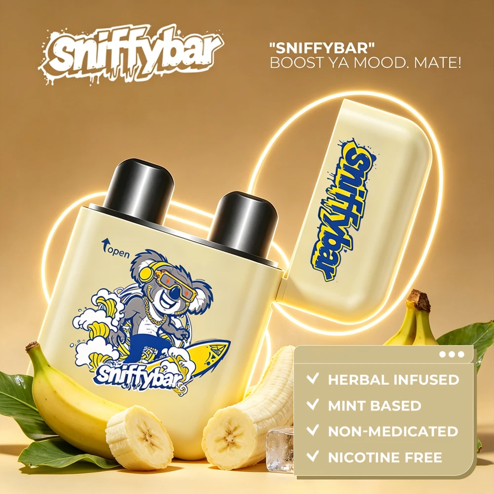 sniffybar-banana-buzz-inhaler-features-herbal-infused-non-minted-non-medicated Sniffybar Banana Buzz herbal diffuser: herbal infused, mint based, non-medicated, nicotine free