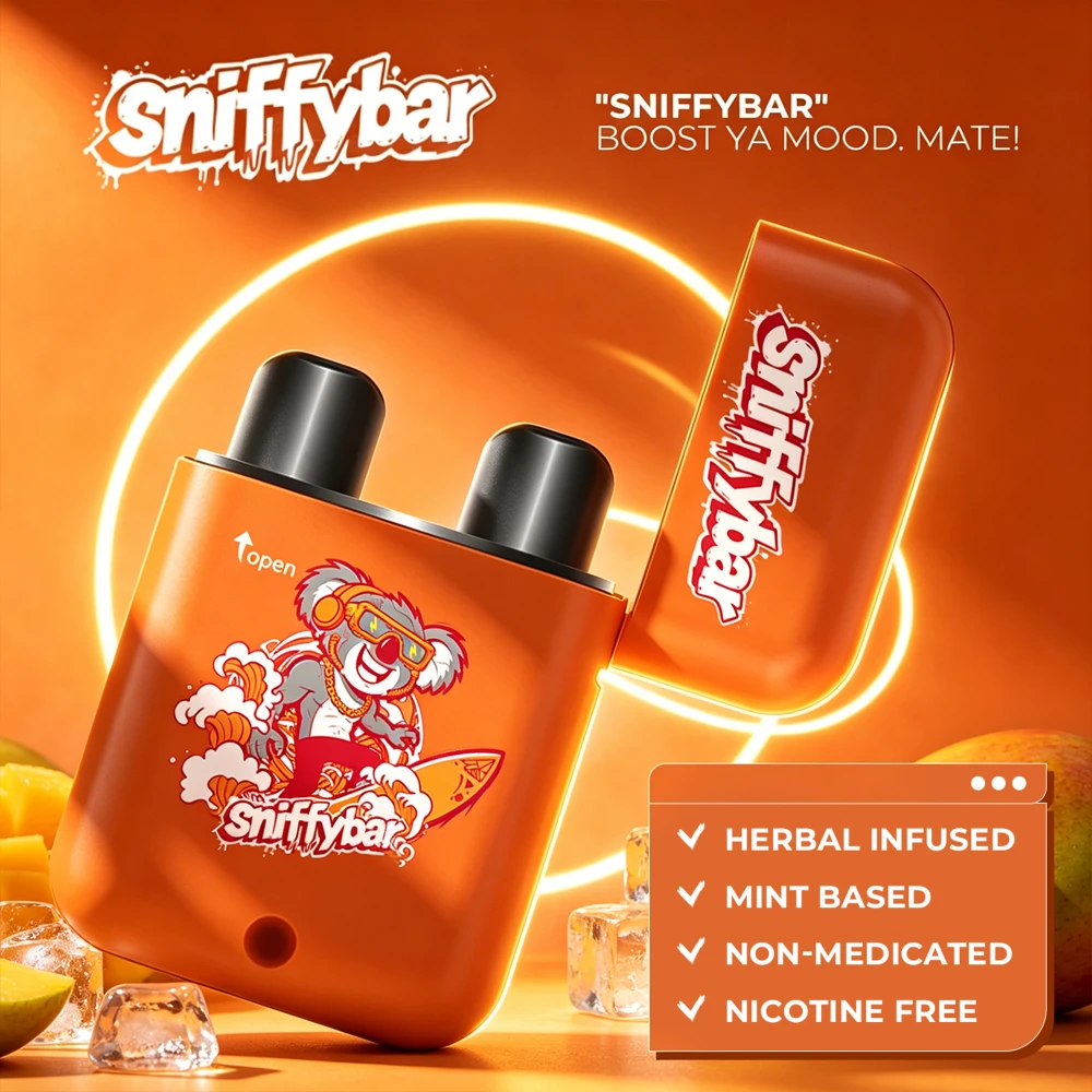 sniffybar-mango-magic-inhaler-features-herbal-infused-non-medicated Sniffybar Mango Magic herbal diffuser: herbal infused, mint based, non-medicated, nicotine free