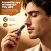 Man using Sniffybar Cool Beans coffee mint nasal inhaler, instant focus natural coffee aroma aromatherapy