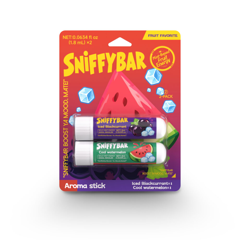 Sniffybar Fruit Favorite 2-Pack Iced Blackcurrant and Cool Watermelon aroma sticks Sniffybar Fruit Favorite 2-Pack Iced Blackcurrant and Cool Watermelon aroma sticks