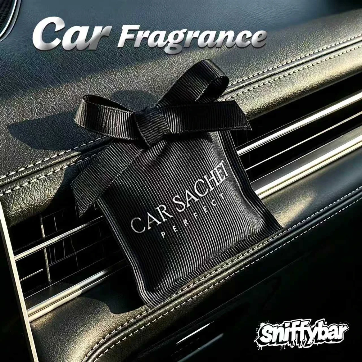 Best Car Air Fresheners in Australia (2026) 6 CARSACHET Egyptian Night car sachet with ribbon bow hanging on a car air vent
