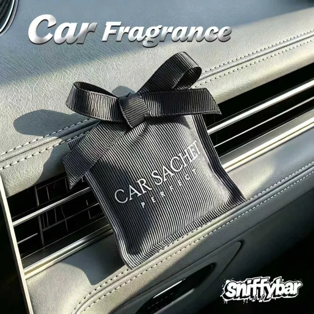 carsachet-notre-dame-sachet-on-air-vent CARSACHET Notre Dame de Paris black car sachet with ribbon bow on a car air vent