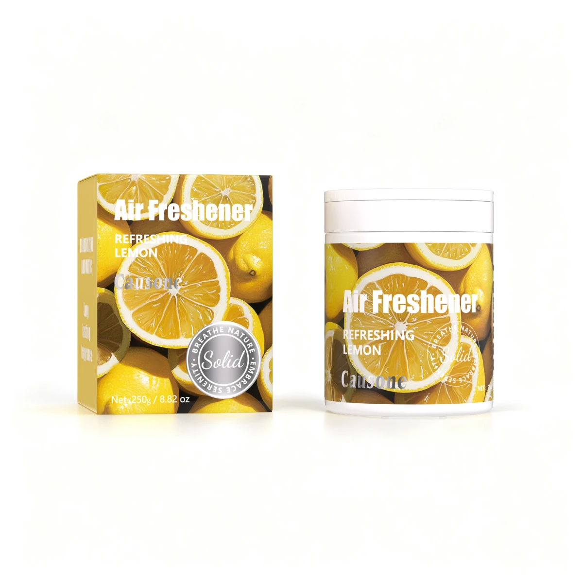 Best Car Air Fresheners in Australia (2026) 2 Causone natural fruit air freshener gel 250g box and tub — Refreshing Lemon