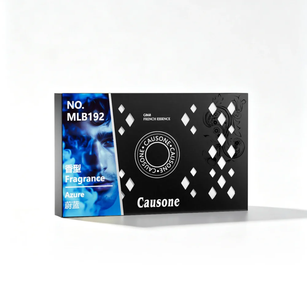 Causone Premium French Essence air freshener box, Azure marine scent, matte-black case