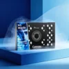 Causone Azure air freshener box on a blue backdrop with swirling mist