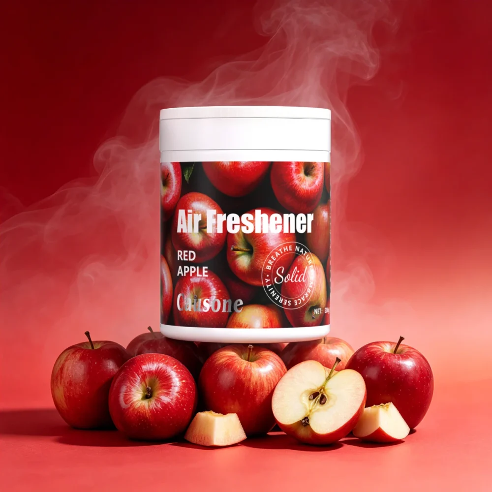 causone-red-apple-air-freshener-gel-lifestyle Causone Red Apple fruit air freshener gel with fresh red apples