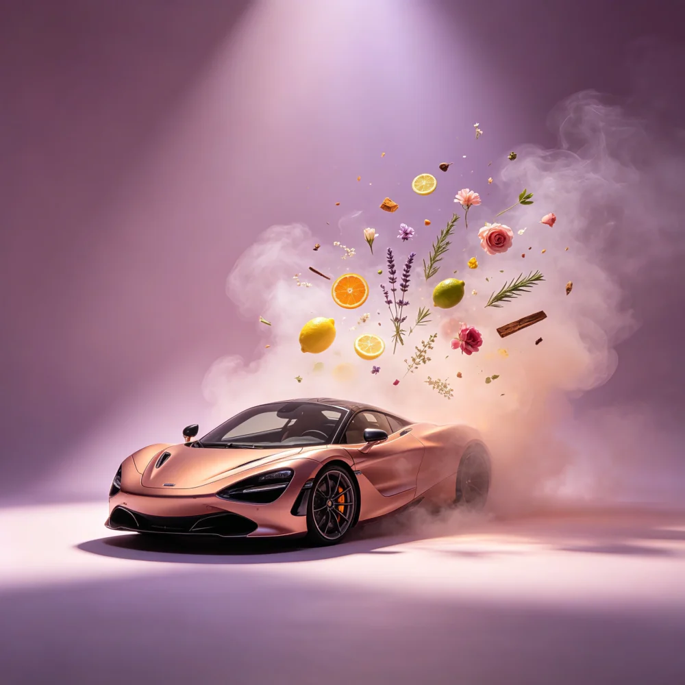 causone-speed-racing-car-air-freshener-cologne-scene Causone Speed Racing Cologne car air freshener with a supercar on a purple backdrop